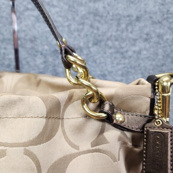 Coach Brooke F17183 Brown Sateen Signature Shoulder Bag Chain Straps F17183 - Picture 6 of 16